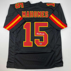Facsimile Autographed Patrick Mahomes Kansas City Black Reprint Laser Auto Football Jersey Size Men's XL (ONLINE ORDER ONLY)
