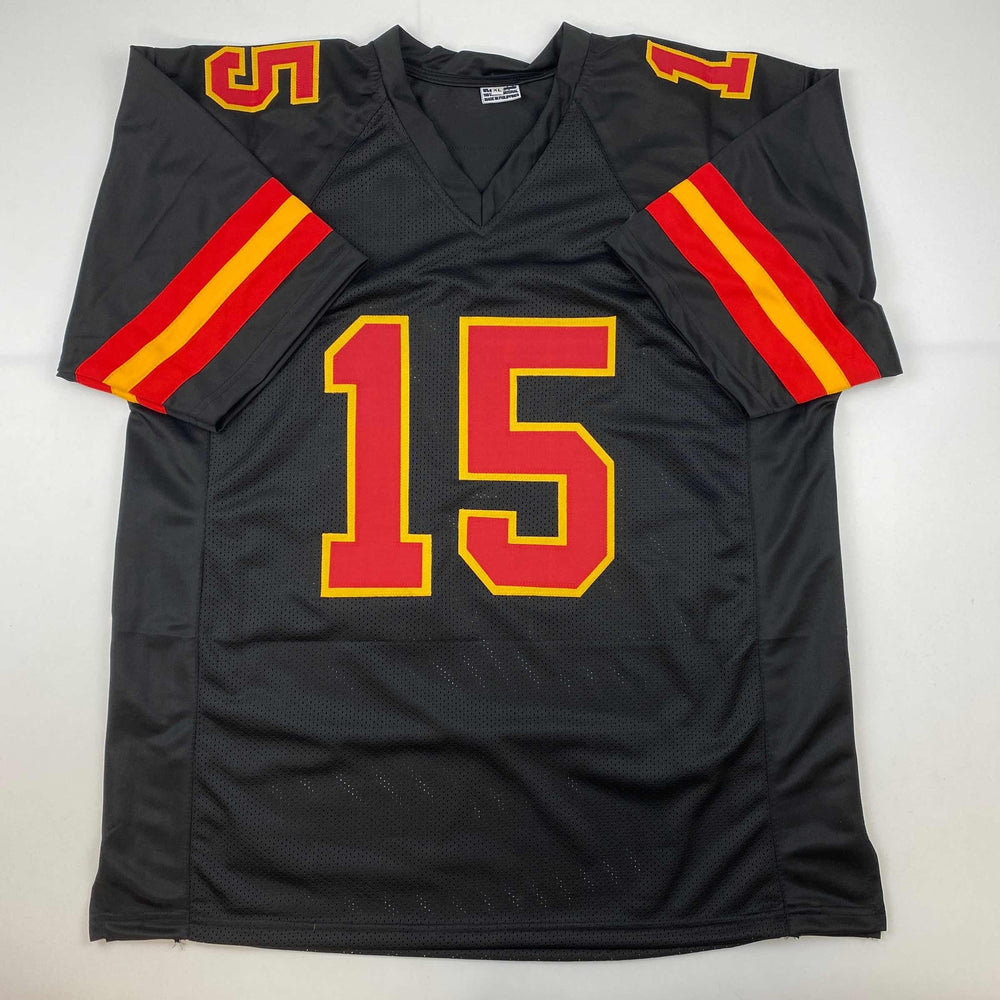 Facsimile Autographed Patrick Mahomes Kansas City Black Reprint Laser Auto Football Jersey Size Men's XL (ONLINE ORDER ONLY)