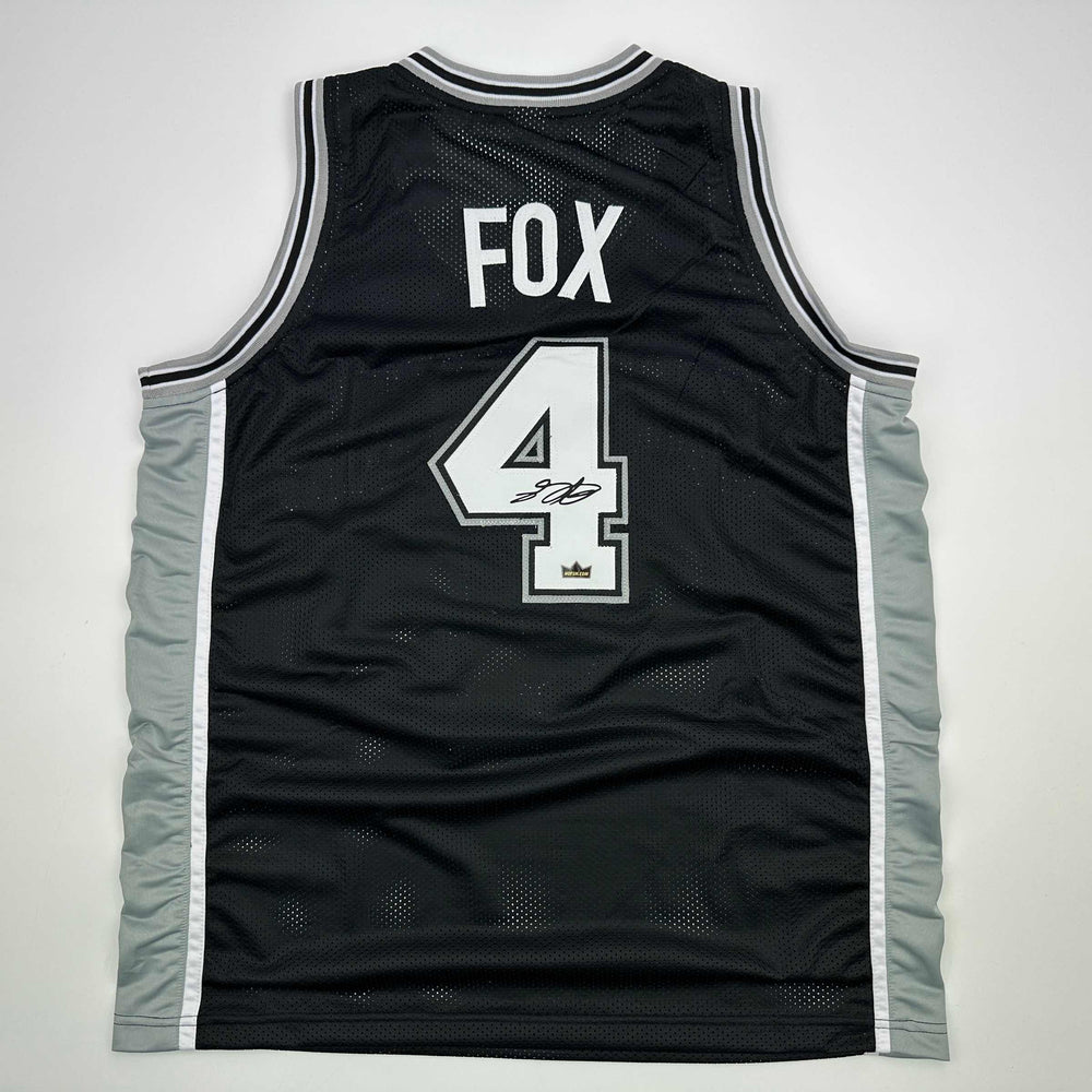 Facsimile Autographed De'Aaron Fox San Antonio Black Reprint Laser Auto Basketball Jersey Size Men's XL (ONLINE ORDER ONLY)