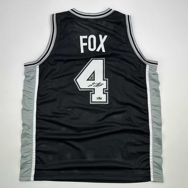 Facsimile Autographed De'Aaron Fox San Antonio Black Reprint Laser Auto Basketball Jersey Size Men's XL (ONLINE ORDER ONLY)