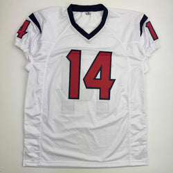 Autographed/Signed Jaylin Noel Houston White Football Jersey JSA COA