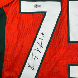 Autographed/Signed Vince Wilfork Miami Orange College Football Jersey Beckett BAS COA