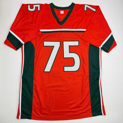 Autographed/Signed Vince Wilfork Miami Orange College Football Jersey Beckett BAS COA
