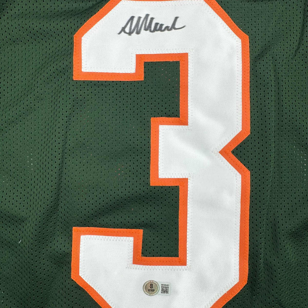 Autographed/Signed Akheem Mesidor Miami Green College Football Jersey Beckett BAS COA