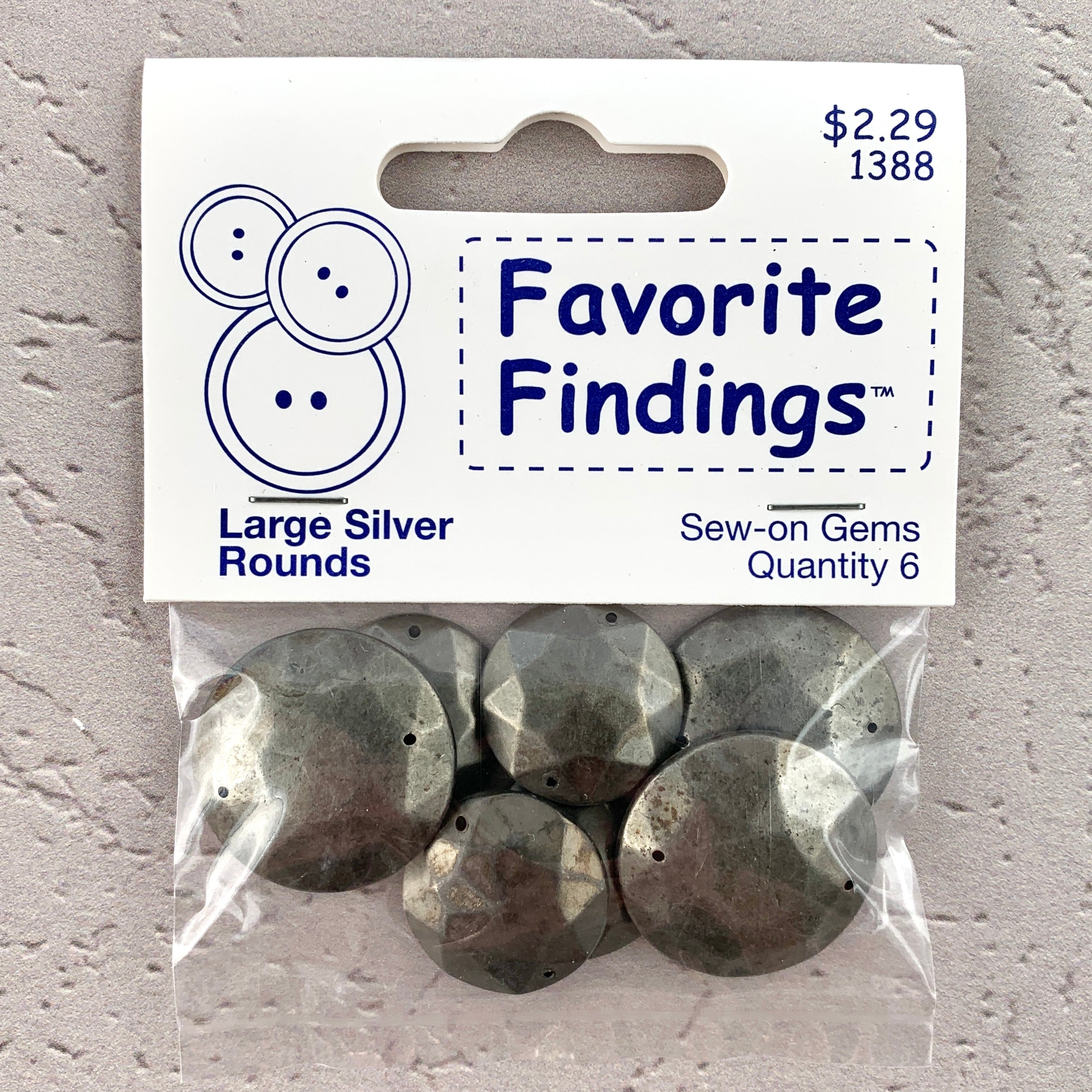 1388 Large Silver Rounds - Favorite Findings - Sew-on Gems (ONLINE ORDER ONLY)