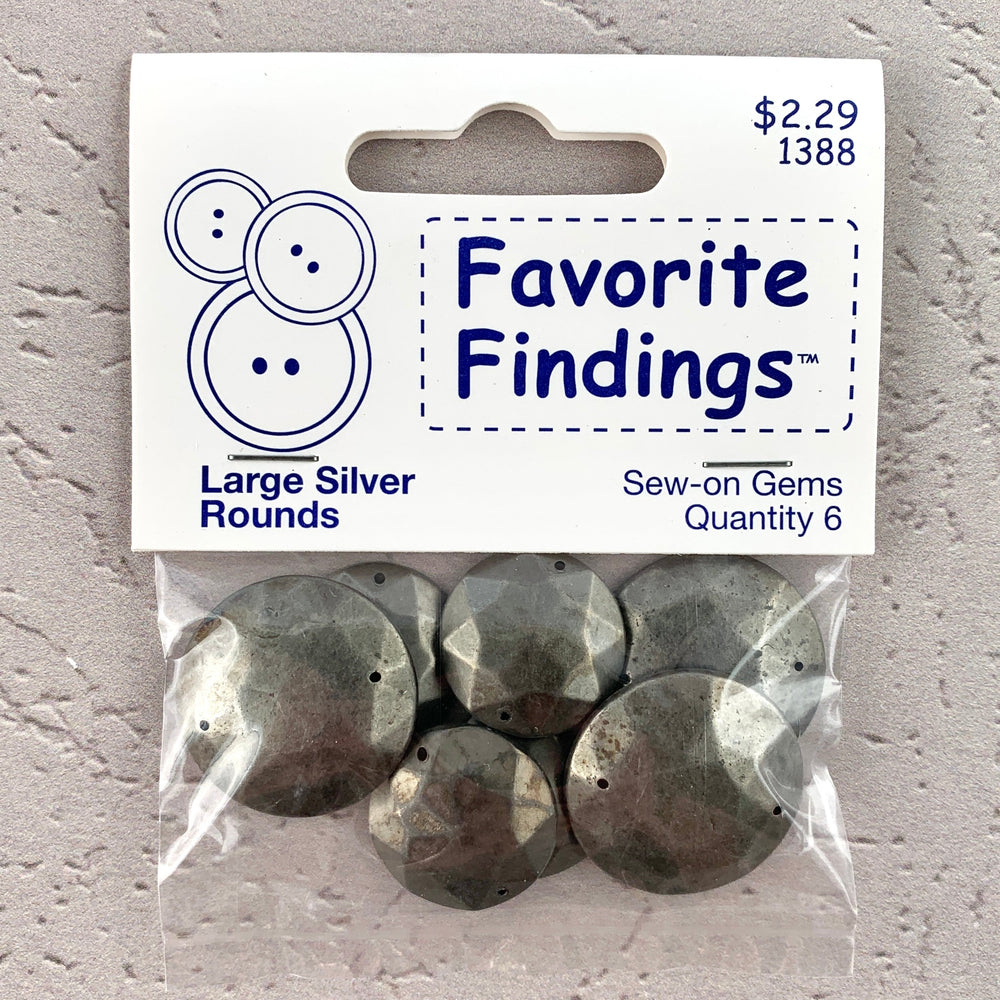 1388 Large Silver Rounds - Favorite Findings - Sew-on Gems (ONLINE ORDER ONLY)