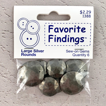 1388 Large Silver Rounds - Favorite Findings - Sew-on Gems (ONLINE ORDER ONLY)