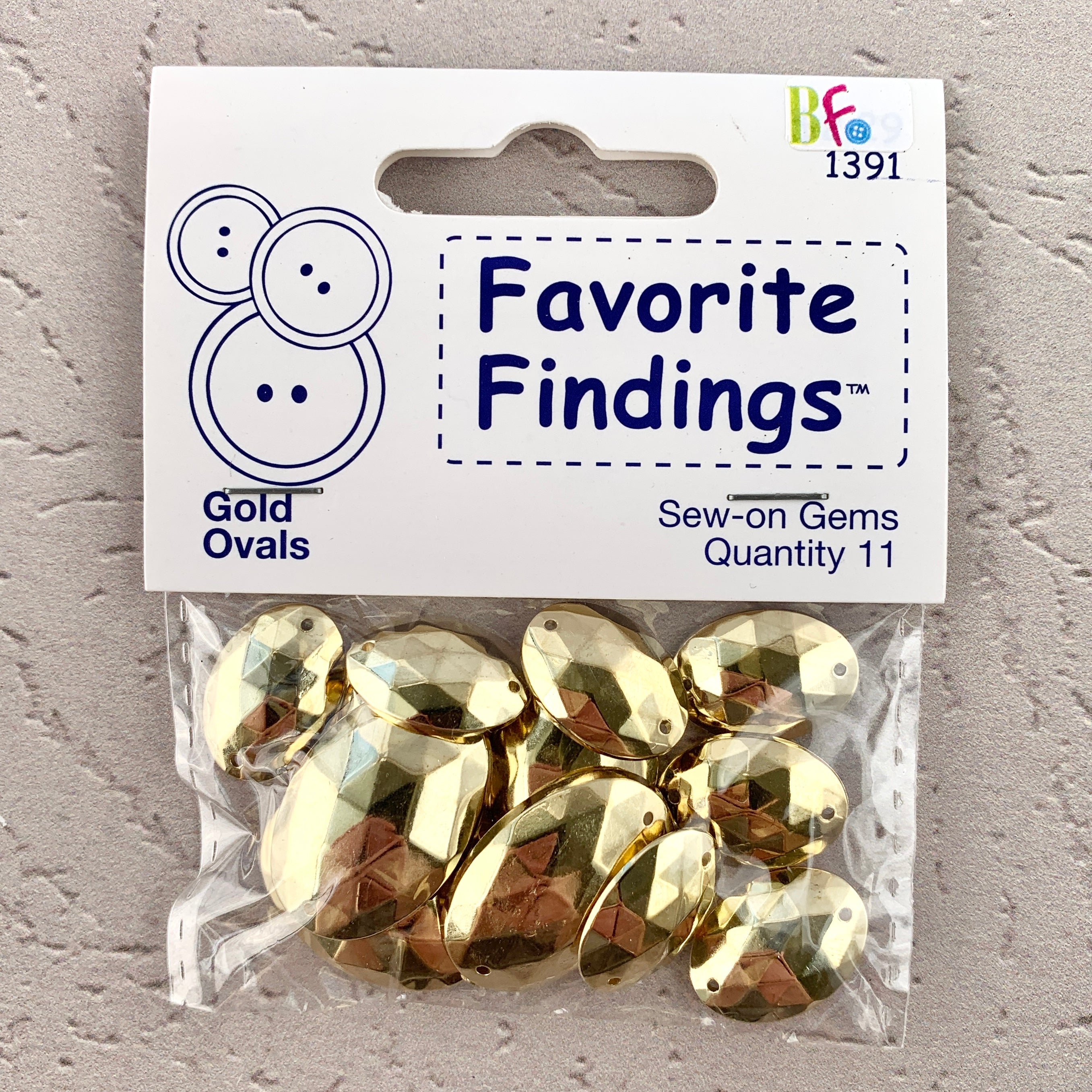 1391 Gold Ovals - Favorite Findings - Sew-on Gems (ONLINE ORDER ONLY)