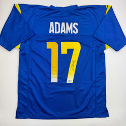 Autographed/Signed Davante Adams Los Angeles LA Blue Football Jersey Beckett BAS COA