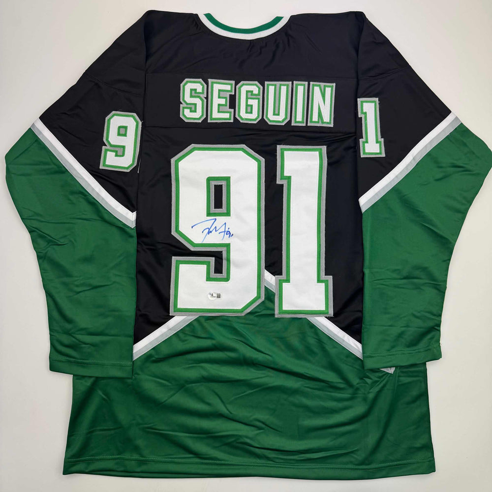 Autographed/Signed Tyler Seguin Dallas Black Hockey Jersey Beckett BAS COA