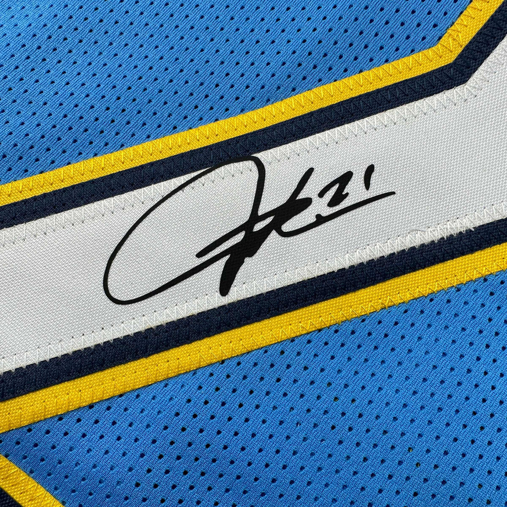 Facsimile Autographed LaDainian Tomlinson Los Angeles LA Powder Blue Reprint Laser Auto Football Jersey Size Men's XL (ONLINE ORDER ONLY)