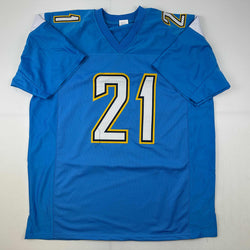 Facsimile Autographed LaDainian Tomlinson Los Angeles LA Powder Blue Reprint Laser Auto Football Jersey Size Men's XL (ONLINE ORDER ONLY)
