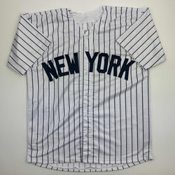 Facsimile Autographed Jasson Dominguez New York Pinstripe Reprint Laser Auto Baseball Jersey Size Men's XL (ONLINE ORDER ONLY)