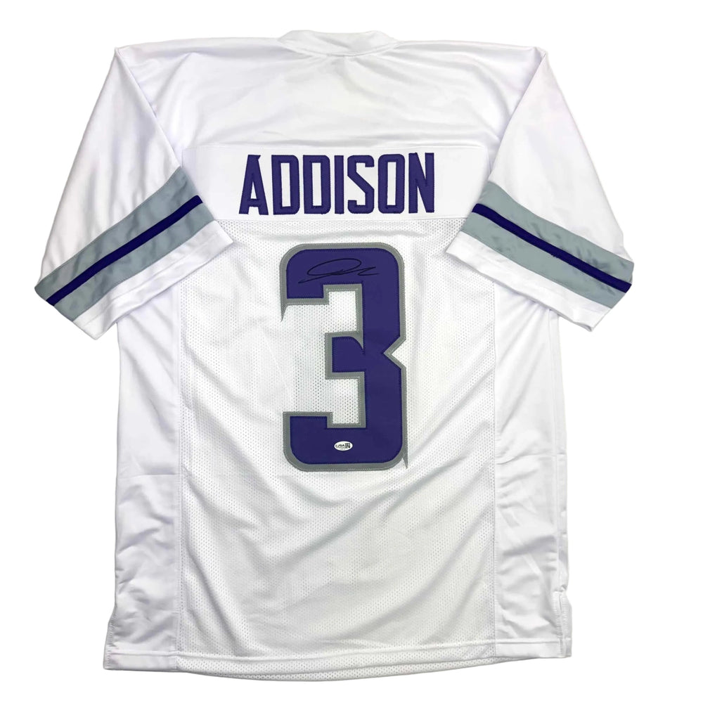 Autographed/Signed Jordan Addison Minnesota White Alternate Football Jersey JSA COA
