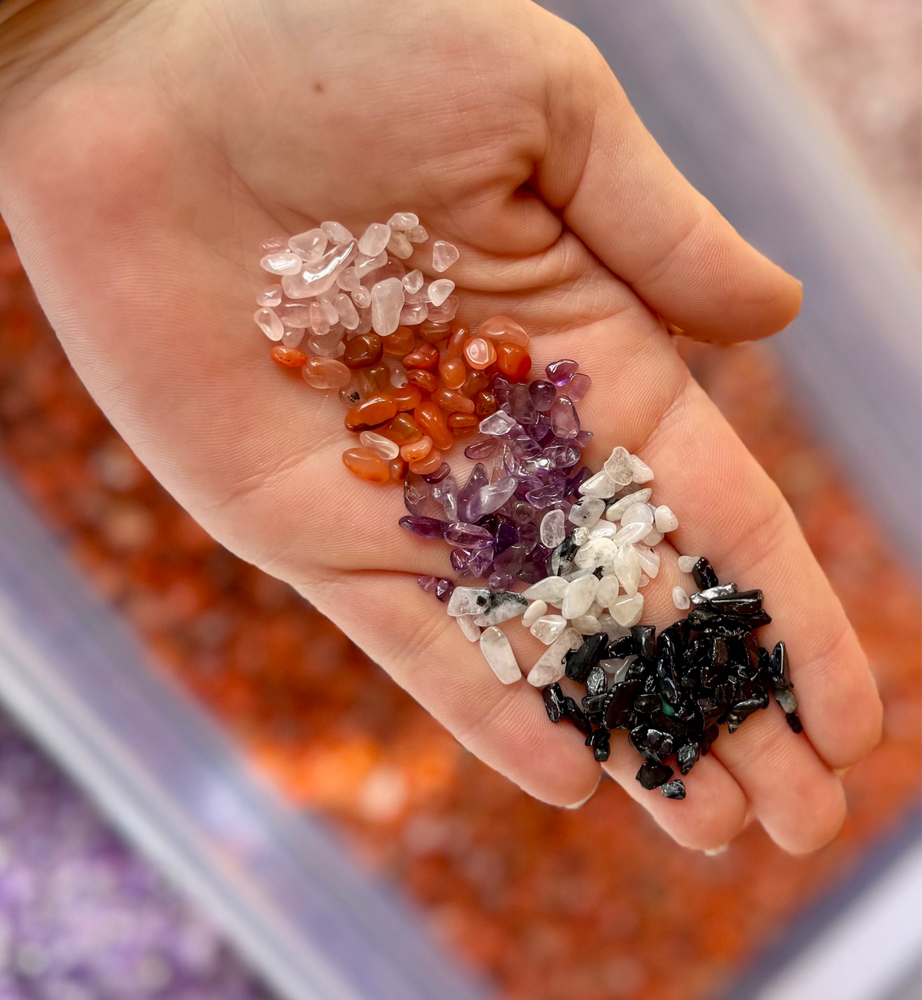 Bulk Crystal Chips, 1 Lb, Rose Quartz, Amethyst, Smoky Quartz, Carnelian, Labradorite, Citrine, Rainbow Moonstone, Black Tourmaline Chips