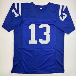 Autographed/Signed Mike Vanderjagt Indianapolis Blue Football Jersey JSA COA