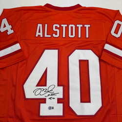Autographed/Signed Mike Alstott Tampa Bay Orange Creamsicle Football Jersey Beckett BAS COA