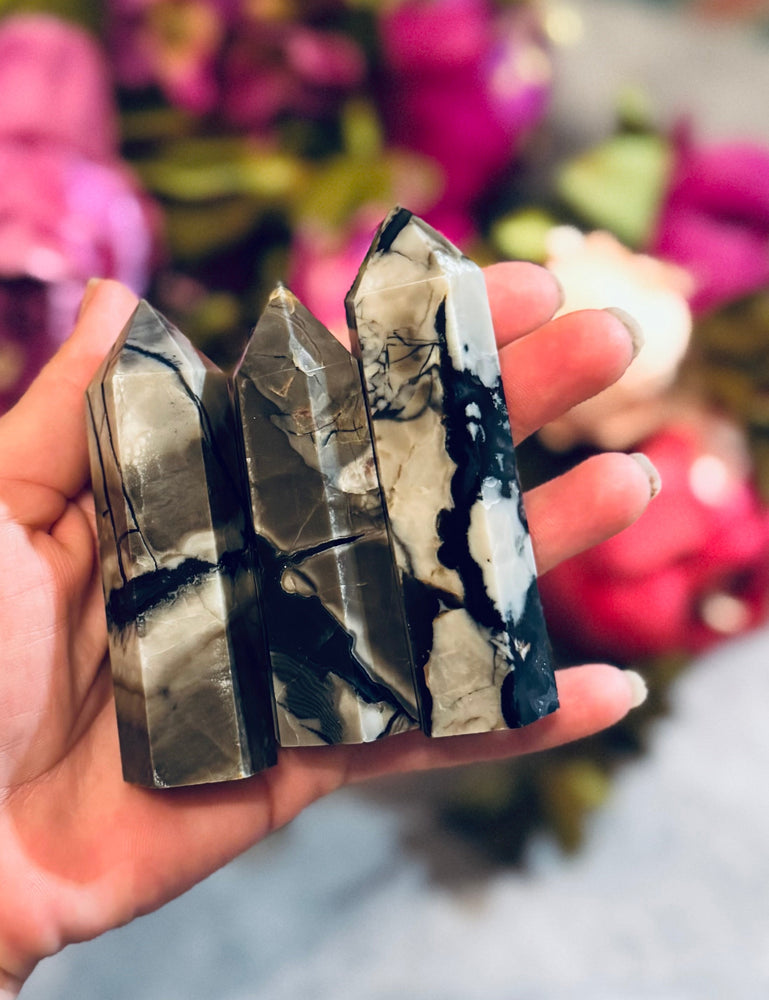 Volcano Agate Towers, UV Fluorescent Green Crystals (ONLINE ORDER ONLY)