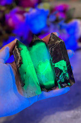 Volcano Agate Towers, UV Fluorescent Green Crystals (ONLINE ORDER ONLY)