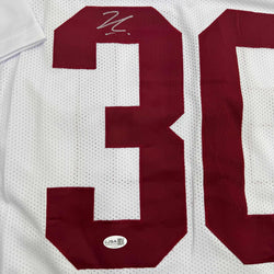 Autographed/Signed Jihaad Campbell Alabama White College Football Jersey JSA COA