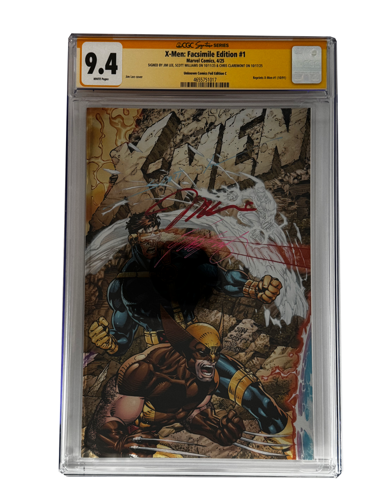 [TRIPLE SIGNED CGC YELLOW LABEL 4 PACK FOIL] X-Men 1991 #1 Facsimile Jim Lee | Claremont |  Williams Cover Var [Set #3] (ONLINE ORDER ONLY)