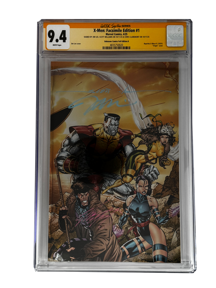 [TRIPLE SIGNED CGC YELLOW LABEL 4 PACK FOIL] X-Men 1991 #1 Facsimile Jim Lee | Claremont |  Williams Cover Var [Set #2] (ONLINE ORDER ONLY)