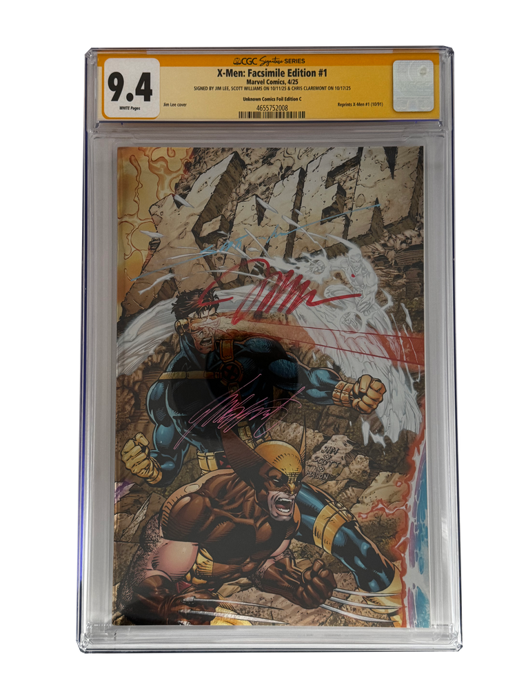 [TRIPLE SIGNED CGC YELLOW LABEL 4 PACK FOIL] X-Men 1991 #1 Facsimile Jim Lee | Claremont |  Williams Cover Var [Set #2] (ONLINE ORDER ONLY)