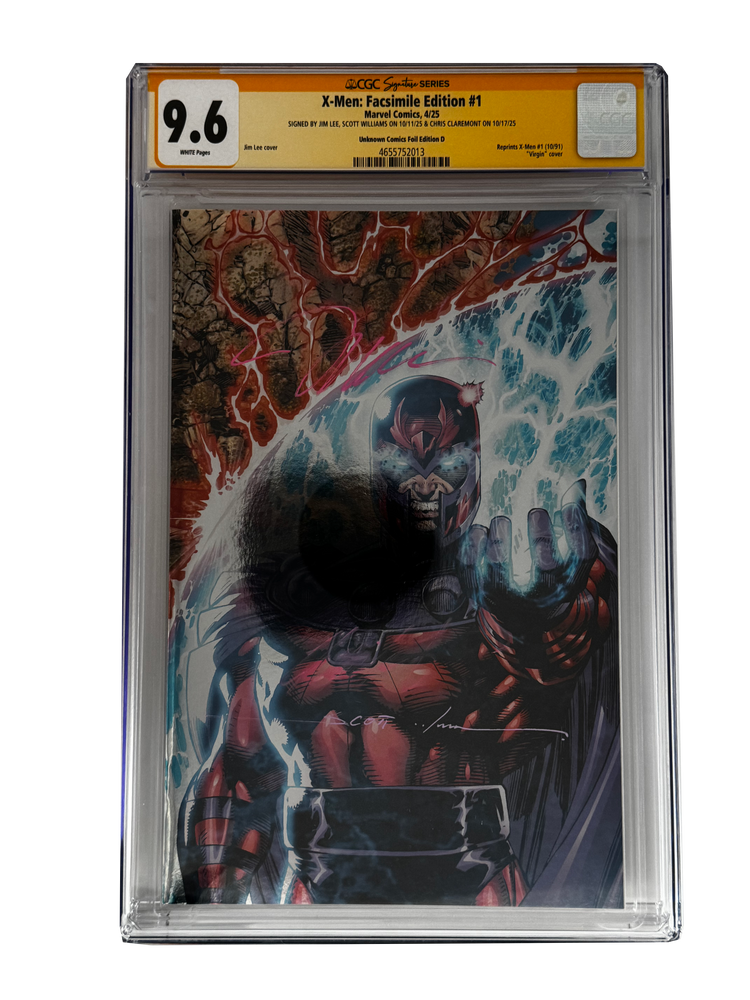 [TRIPLE SIGNED CGC YELLOW LABEL 4 PACK FOIL] X-Men 1991 #1 Facsimile Jim Lee | Claremont |  Williams Cover Var [Set #2] (ONLINE ORDER ONLY)