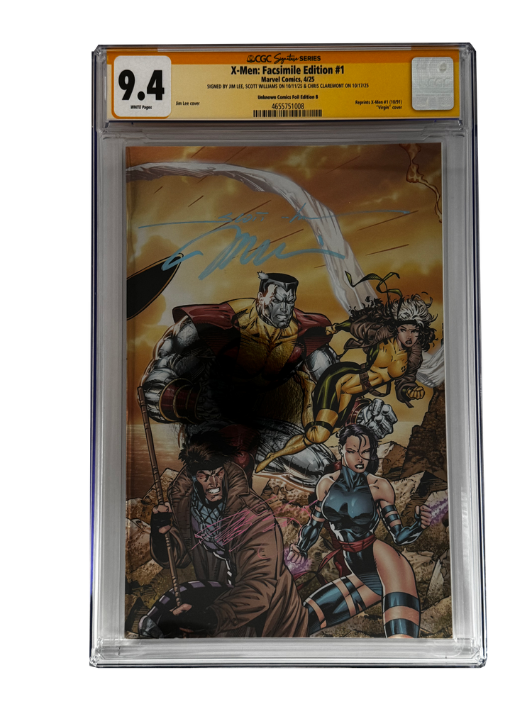 [TRIPLE SIGNED CGC YELLOW LABEL 4 PACK FOIL] X-Men 1991 #1 Facsimile Jim Lee | Claremont |  Williams Cover Var [Set #1] (ONLINE ORDER ONLY)