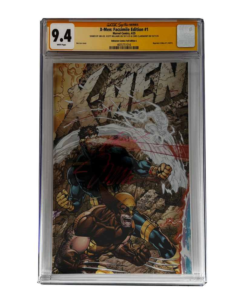 [TRIPLE SIGNED CGC YELLOW LABEL 4 PACK FOIL] X-Men 1991 #1 Facsimile Jim Lee | Claremont |  Williams Cover Var [Set #1] (ONLINE ORDER ONLY)