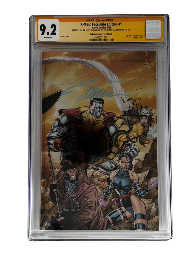 [TRIPLE SIGNED CGC YELLOW LABEL 4 PACK FOIL] X-Men 1991 #1 Facsimile Jim Lee | Claremont |  Williams Cover Var [Set #4] (ONLINE ORDER ONLY)