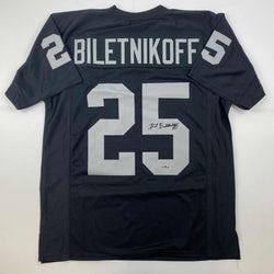Facsimile Autographed Fred Biletnikoff Oakland Las Vegas Black Reprint Laser Auto Football Jersey Size Men's XL (ONLINE ORDER ONLY)