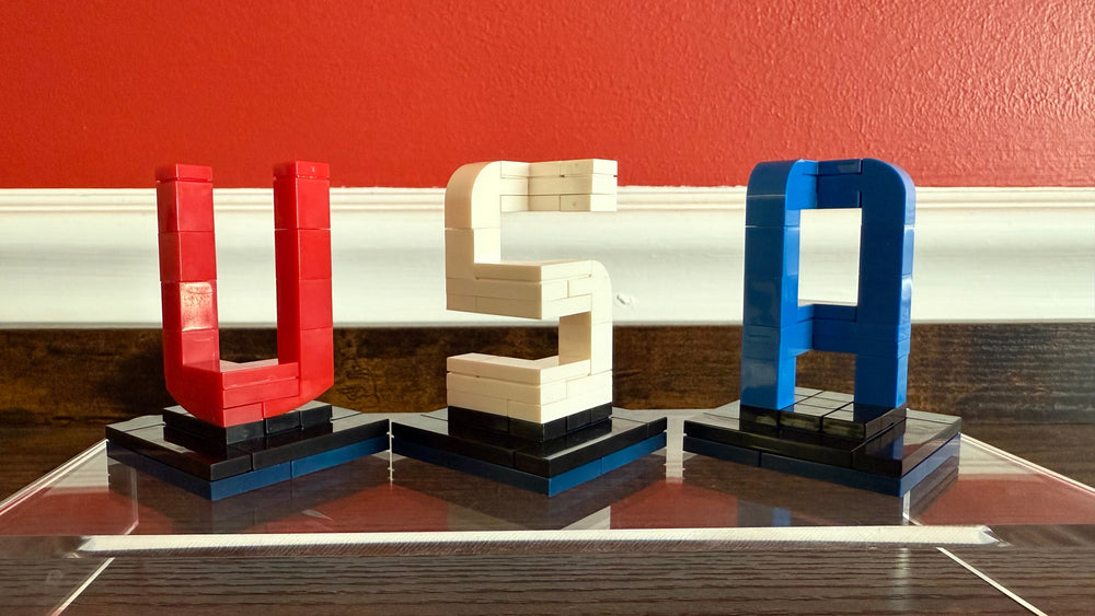 Buildable 3D "USA" Letters – LEGO-Compatible Brick Kit (ONLINE ORDER ONLY)