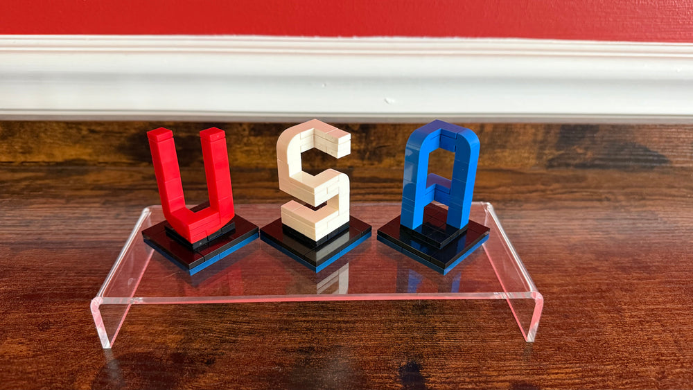Buildable 3D "USA" Letters – LEGO-Compatible Brick Kit (ONLINE ORDER ONLY)