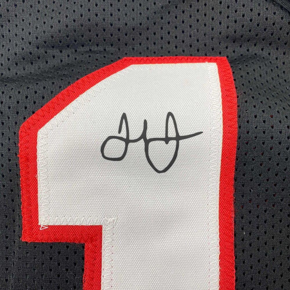 Facsimile Autographed Julio Jones Atlanta Black Retro Reprint Laser Auto Football Jersey Size Men's XL (ONLINE ORDER ONLY)