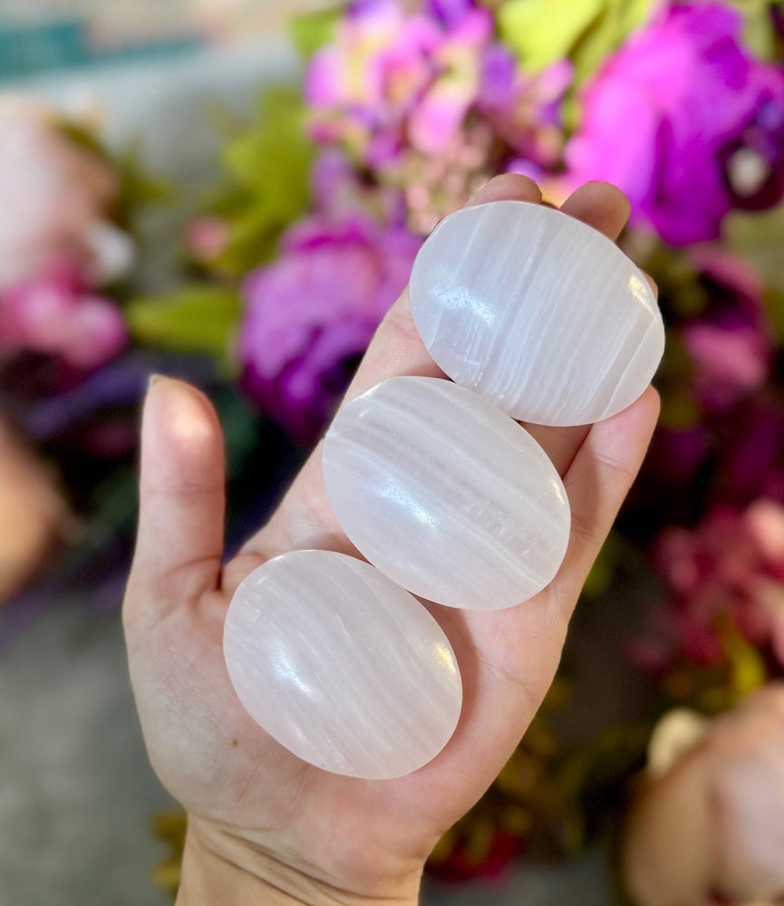 Pink Calcite Palm Stones, UV Reactive, Glows Pink, Fluorescent Minerals (ONLINE ORDER ONLY)