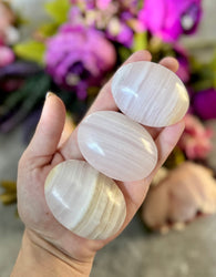 Pink Calcite Palm Stones, UV Reactive, Glows Pink, Fluorescent Minerals (ONLINE ORDER ONLY)