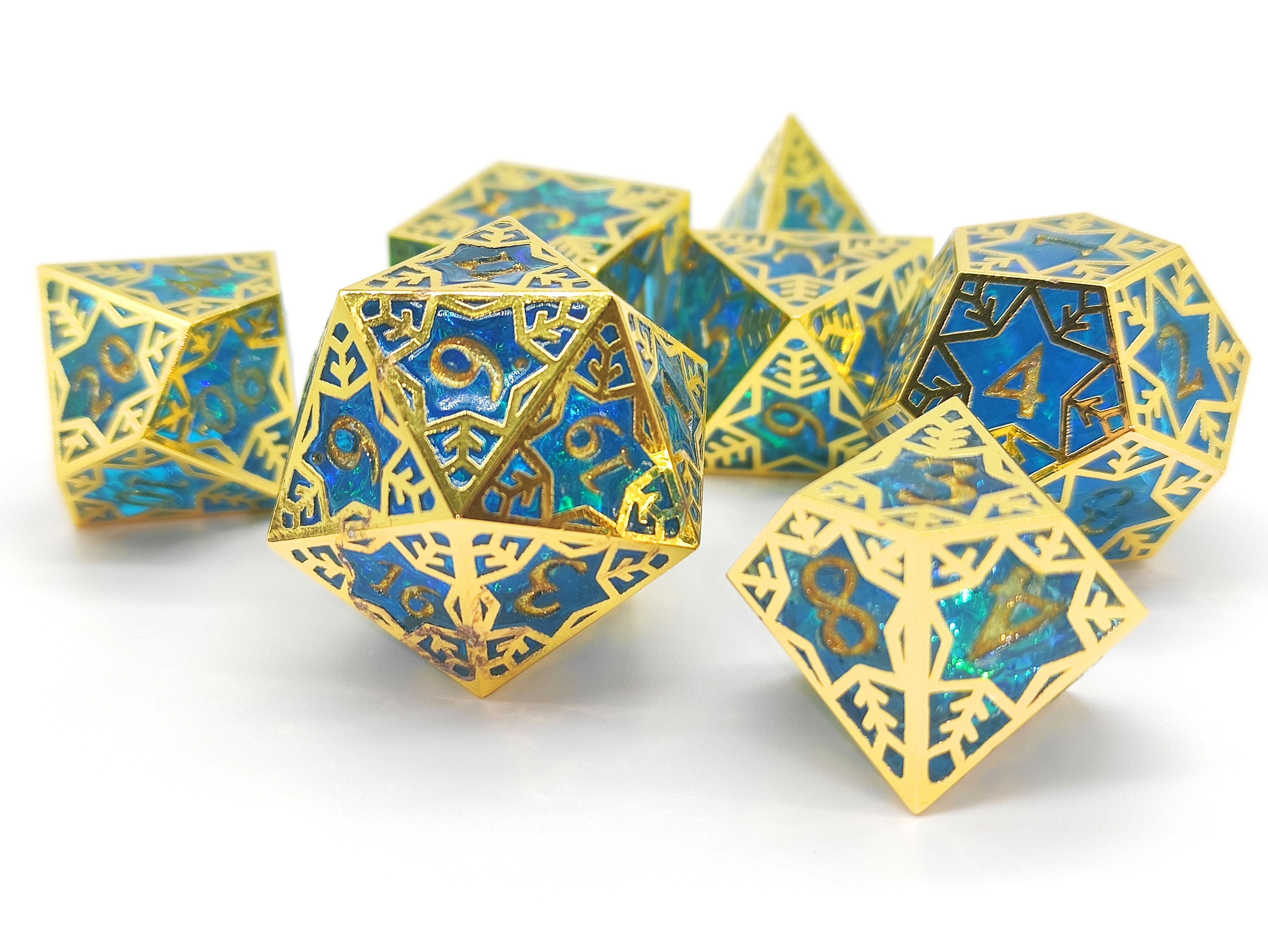 Gilded Permafrost Forged in Frost Dice Set (Resin Dice Encased in Metal) (Online Only)