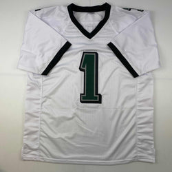 Facsimile Autographed Jalen Hurts Philadelphia White Reprint Laser Auto Football Jersey Size Men's XL (ONLINE ORDER ONLY)