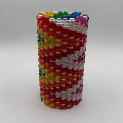 Semi-Transparent Rainbow Zig Zag Skinny Modular Vase – Built with LEGO®-Compatible Bricks (ONLINE ORDER ONLY)