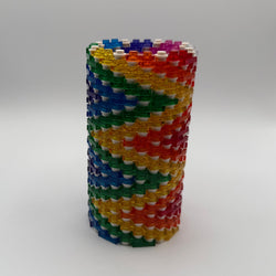 Semi-Transparent Rainbow Zig Zag Skinny Modular Vase – Built with LEGO®-Compatible Bricks (ONLINE ORDER ONLY)