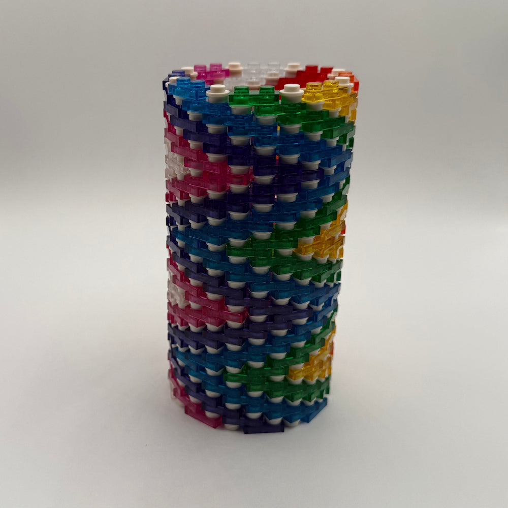 Semi-Transparent Rainbow Zig Zag Skinny Modular Vase – Built with LEGO®-Compatible Bricks (ONLINE ORDER ONLY)