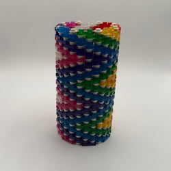 Semi-Transparent Rainbow Zig Zag Skinny Modular Vase – Built with LEGO®-Compatible Bricks (ONLINE ORDER ONLY)