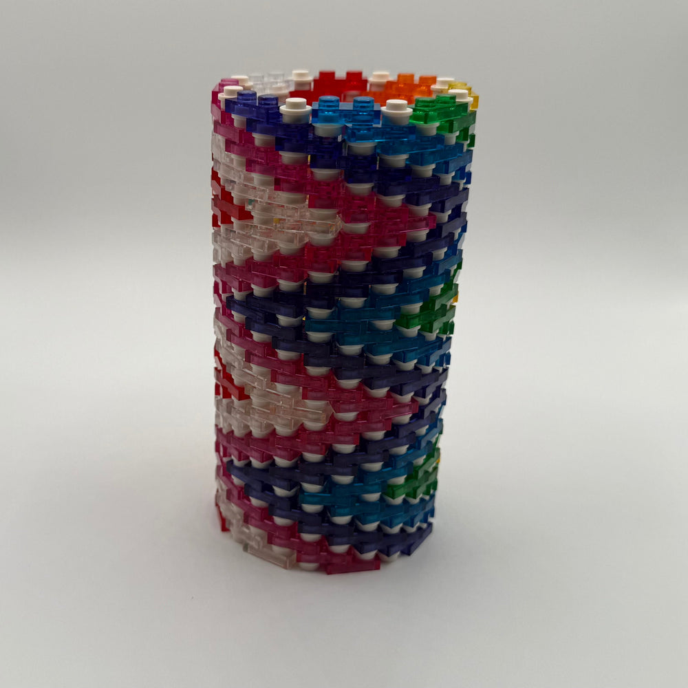 Semi-Transparent Rainbow Zig Zag Skinny Modular Vase – Built with LEGO®-Compatible Bricks (ONLINE ORDER ONLY)