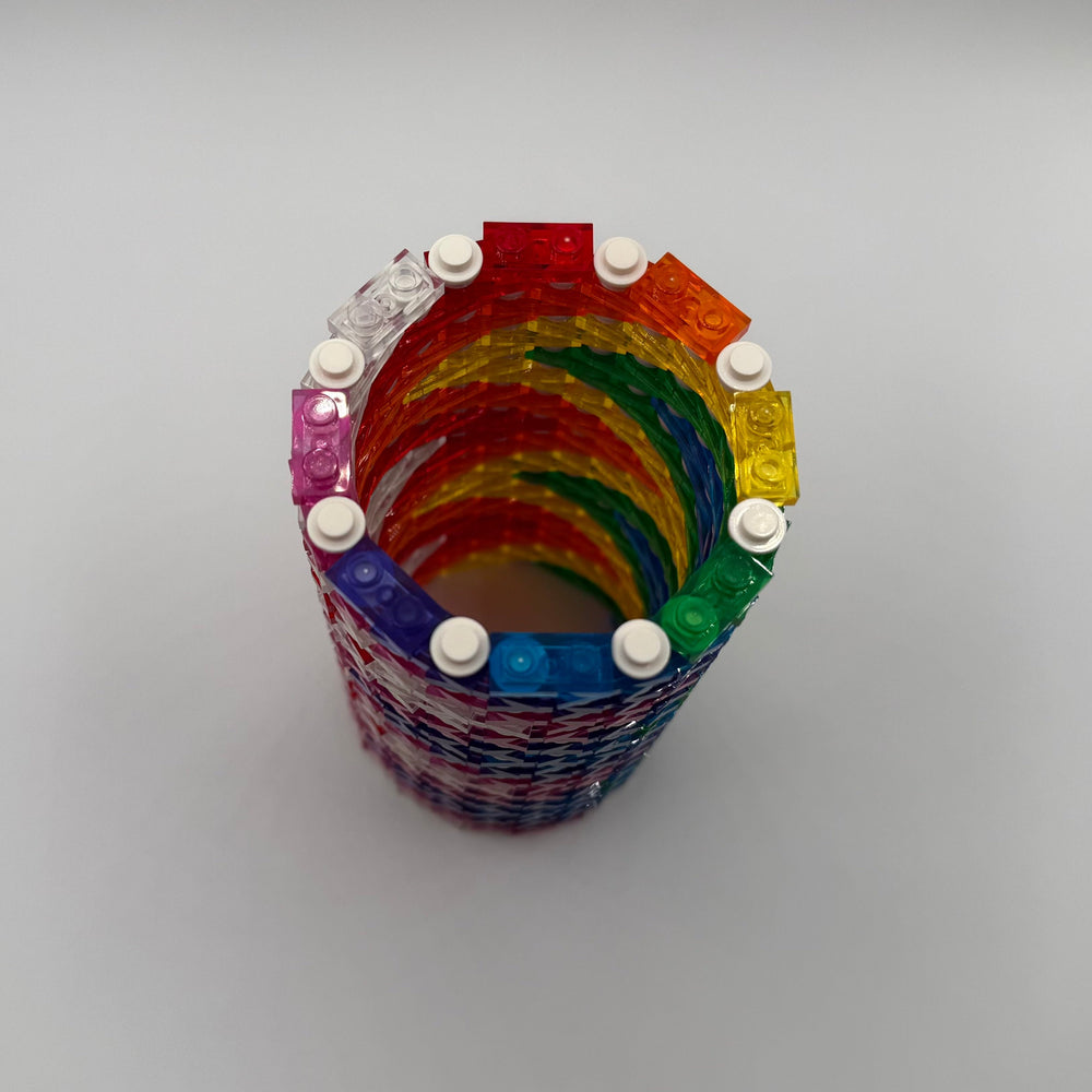 Semi-Transparent Rainbow Zig Zag Skinny Modular Vase – Built with LEGO®-Compatible Bricks (ONLINE ORDER ONLY)