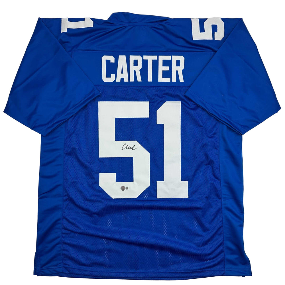 Autographed/Signed Abdul Carter New York Blue Football Jersey Beckett BAS COA (ONLINE ORDER ONLY)