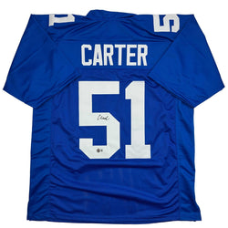 Autographed/Signed Abdul Carter New York Blue Football Jersey Beckett BAS COA (ONLINE ORDER ONLY)