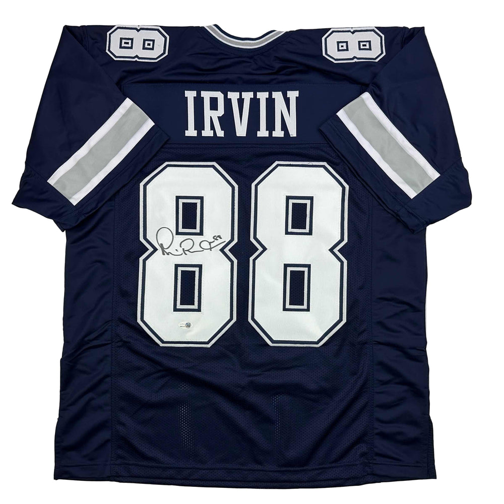 Autographed/Signed Michael Irvin Dallas Blue Football Jersey JSA COA (ONLINE ORDER ONLY)