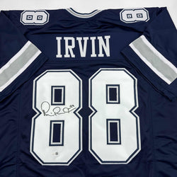 Autographed/Signed Michael Irvin Dallas Blue Football Jersey JSA COA (ONLINE ORDER ONLY)