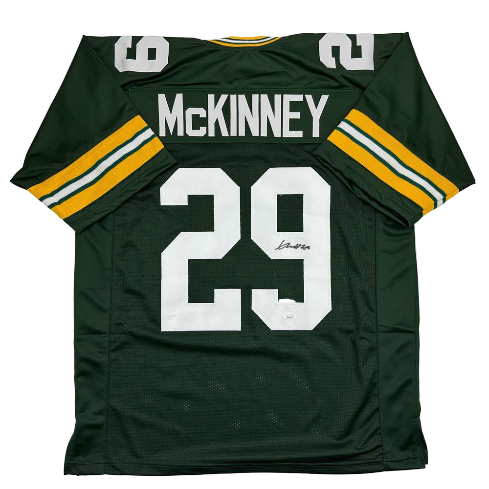 Autographed/Signed Xavier McKinney Green Bay Green Football Jersey JSA COA (ONLINE ORDER ONLY)